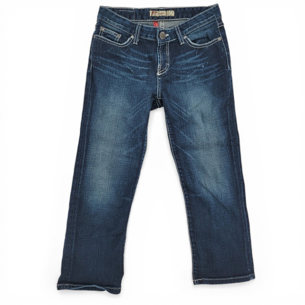 BKE Kate Capri Jeans Women 27 Blue Cropped Low Rise Stretch Embellished Denim